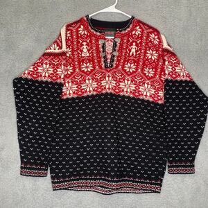 Vintage Mens Northway orignal Nordic knitwear fairisle 100% Wool S ski clasp